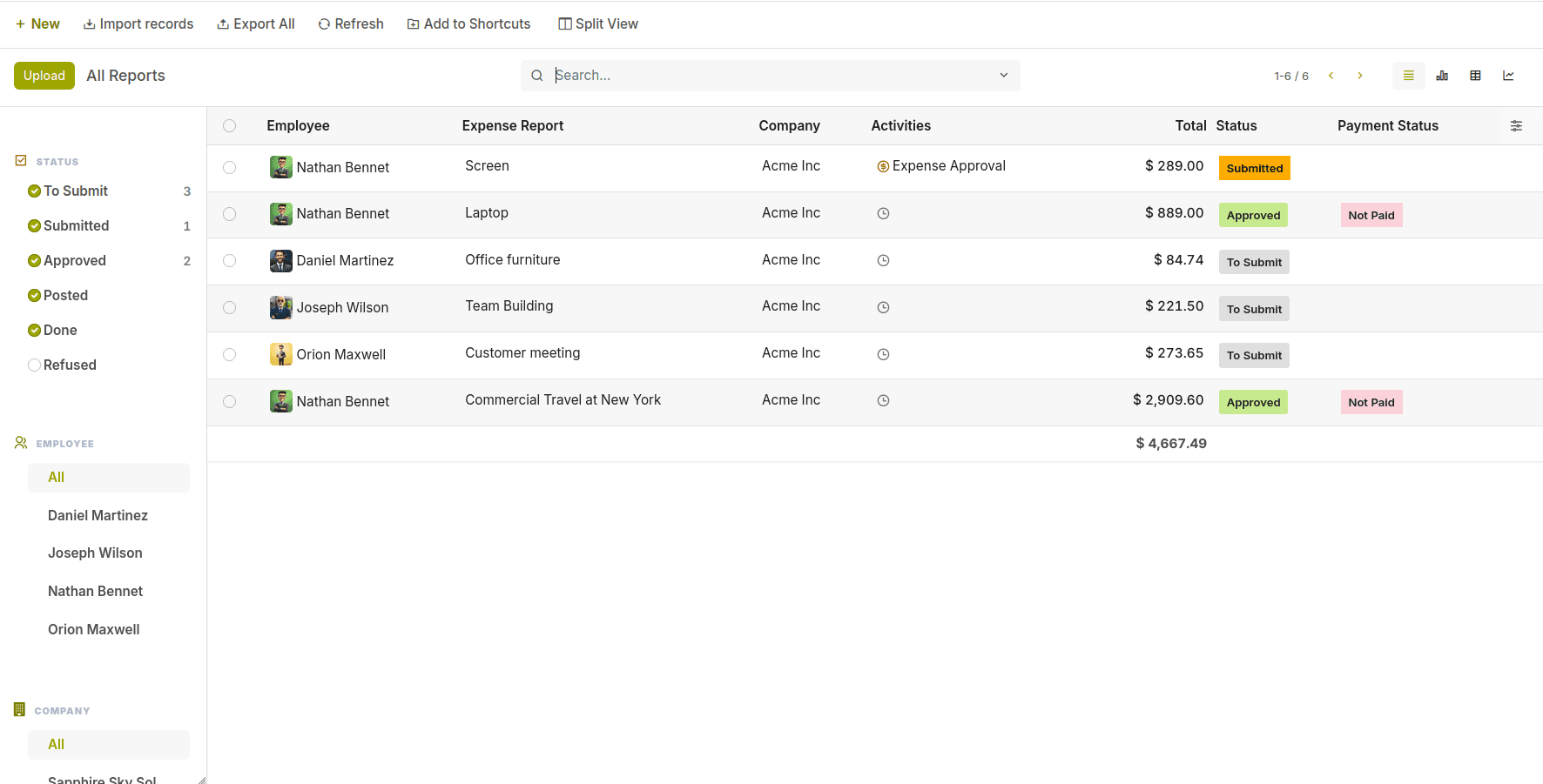 Streamlined Expense Report Processing